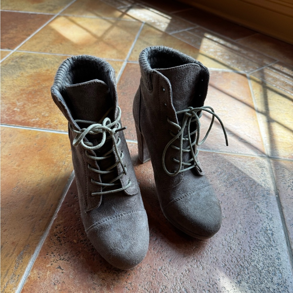 Charlotte Russe Brown Suede Lace-Up High Heel Ankle Boots
